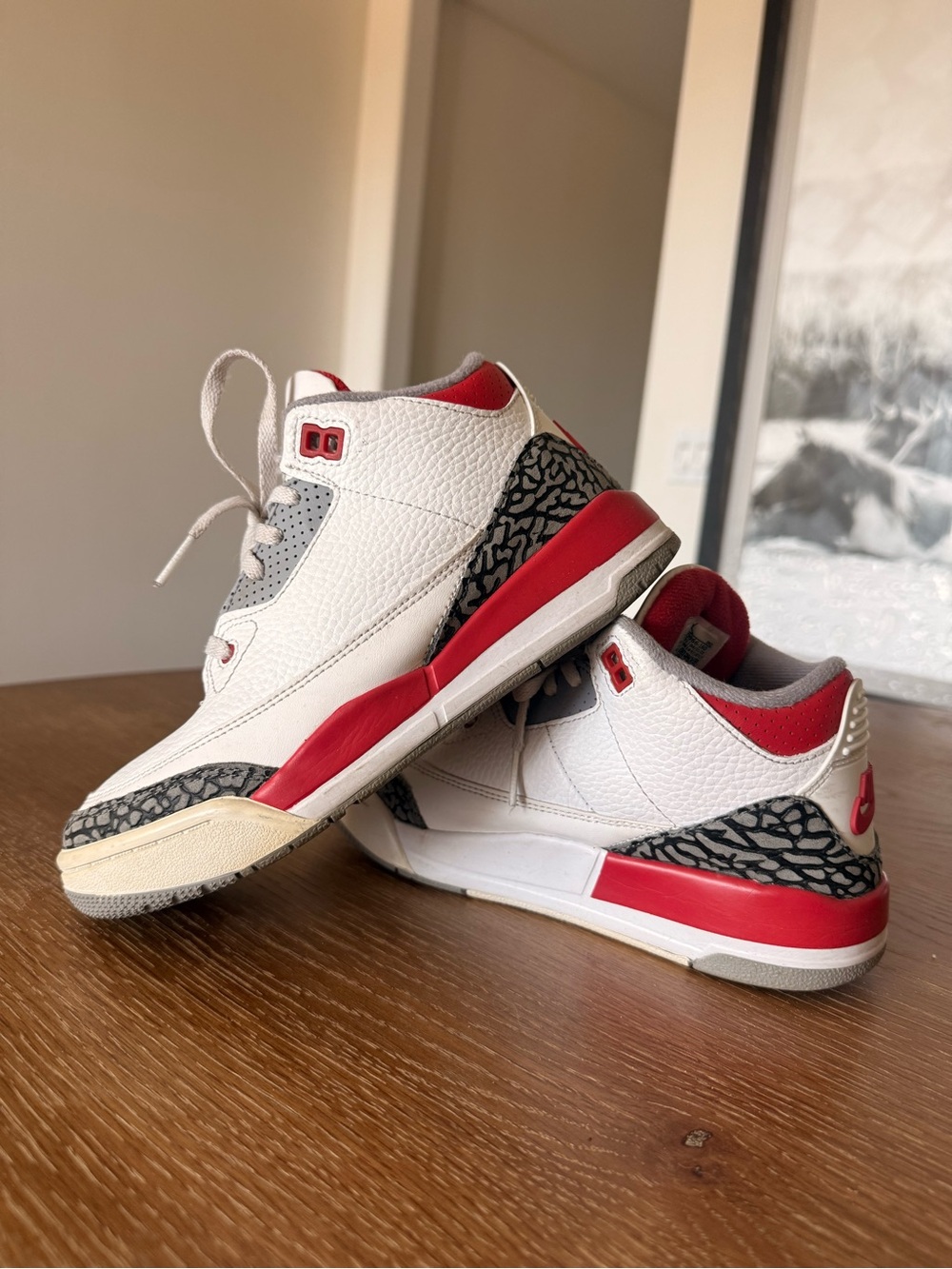Nike Kids White, Red & Gray Retro Basketball Sneakers